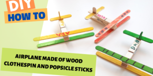 Airplane made of wood Clothespin and Popsicle sticks